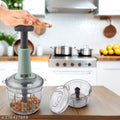 Manual Push Food Chopper for Kitchen (1000ml) – Hand Press Vegetable & Onion Cutter with Stainless Steel Blades.