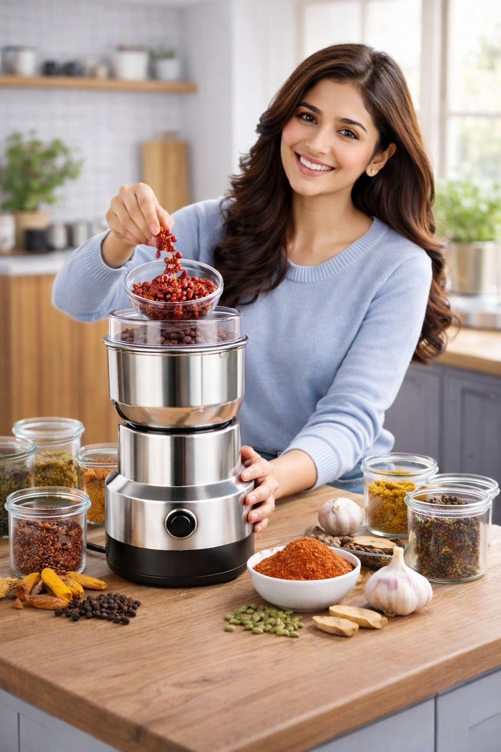 Portable Electric Coffee & Spice Grinder – 150W Stainless Steel Mini Dry Grinder for Coffee Beans, Masala, Nuts & Grains.