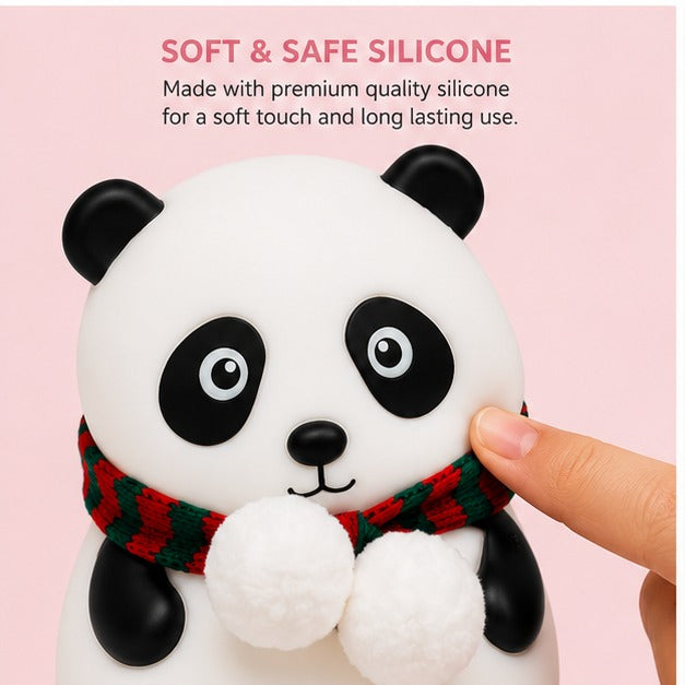 Panda Silicone Night Light for Kids – Soft LED Rechargeable Lamp with Tap Control & 7-Color Changing Modes for Nursery and Bedroom Decor