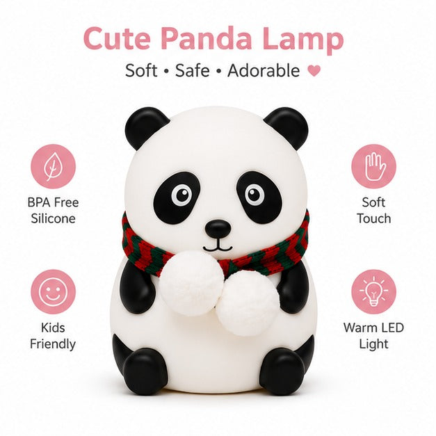 Panda Silicone Night Light for Kids – Soft LED Rechargeable Lamp with Tap Control & 7-Color Changing Modes for Nursery and Bedroom Decor