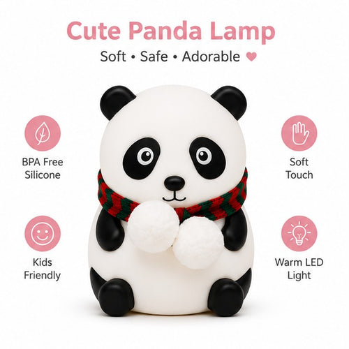 Panda Silicone Night Light for Kids – Soft LED Rechargeable Lamp with Tap Control & 7-Color Changing Modes for Nursery and Bedroom Decor