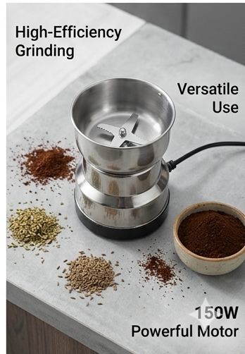 Portable Electric Coffee & Spice Grinder – 150W Stainless Steel Mini Dry Grinder for Coffee Beans, Masala, Nuts & Grains.