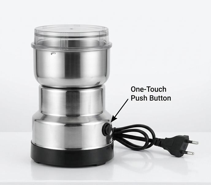 Portable Electric Coffee & Spice Grinder – 150W Stainless Steel Mini Dry Grinder for Coffee Beans, Masala, Nuts & Grains.