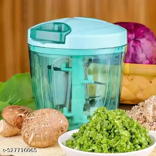 950ml Manual Kitchen Food Chopper with 5 Stainless Steel Blades & Plastic Whisk Attachment | Multipurpose Vegetable Cutter, Onion Chopper & Food Processor
